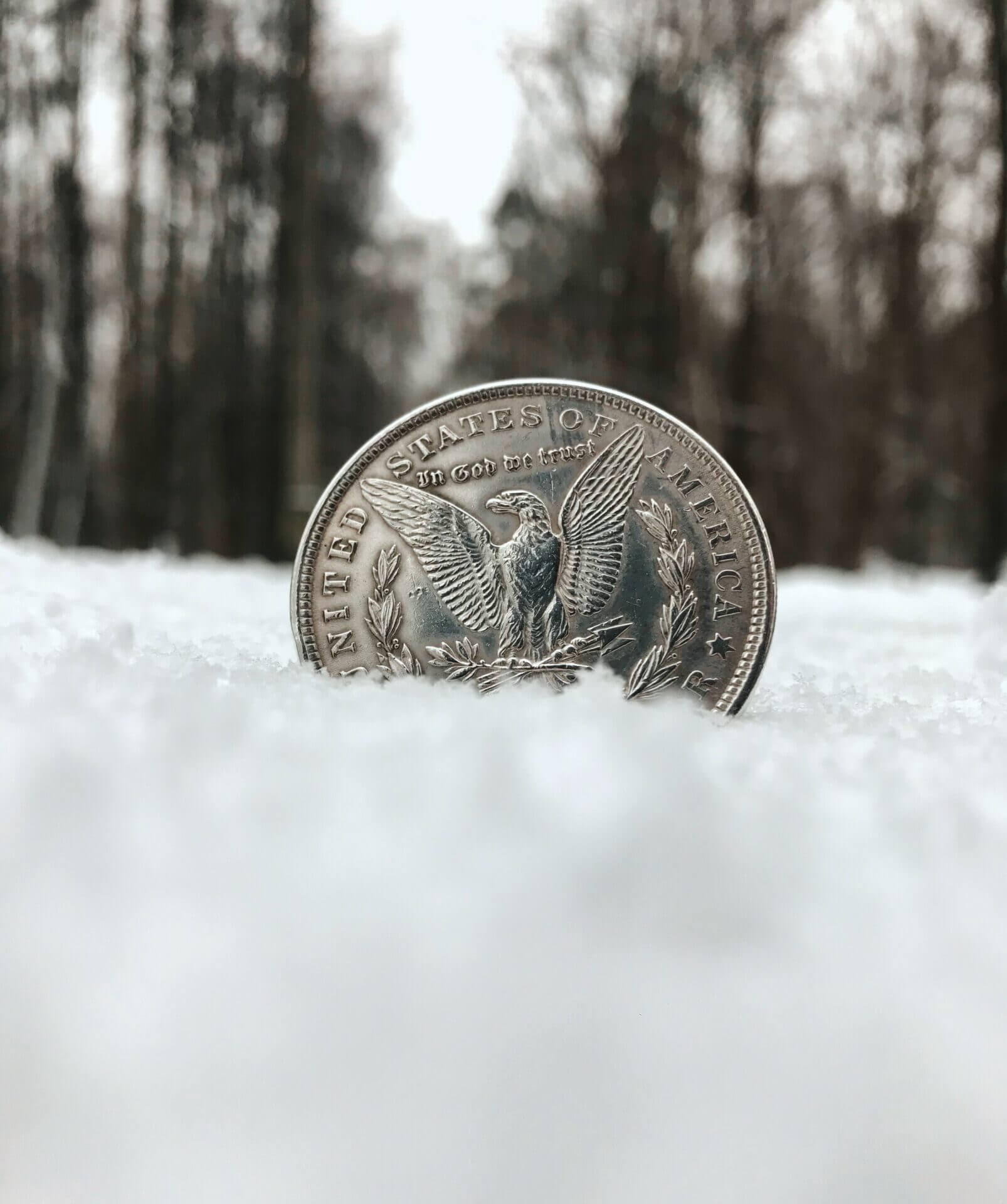 US quarter in the snow.